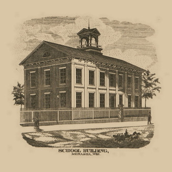 School Building, Menasha, Wisconsin 1873 Old Town Map Custom Print - Winnebago Co