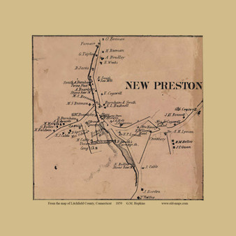 New Preston Village - Washington Connecticut 1859 Old Town Map Custom Print - Litchfield Co.