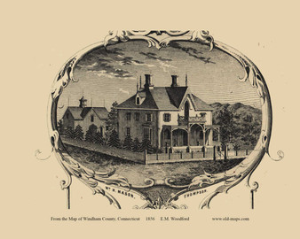 Mason House - Thompson Connecticut 1856 Old Town Map Custom Print - Windham Co.