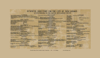 Business Directory - New London Connecticut 1854 Old Town Map Custom Print - New London Co.