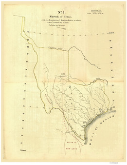 Texas 1839 Gilman - Old State Map Reprint