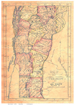 Vermont ca1850 B - White - Old State Map Reprint