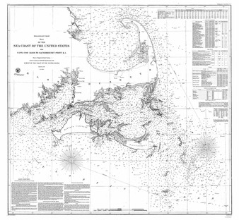 Cape Cod to Saughkonnet Point 1857 Nautical Map 1:200,000 sc Reprint BA 23