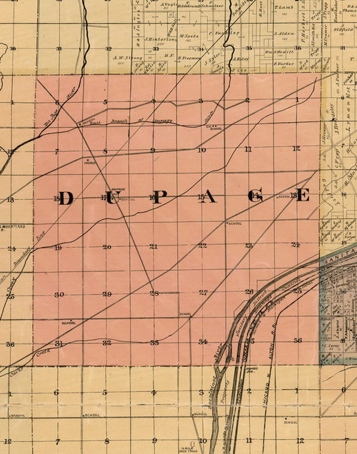 Dupage, Illinois 1898 Old Town Map Custom Print - Cook Dupage Will Cos.