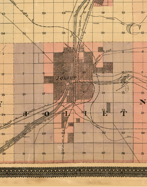Joliet, Illinois 1898 Old Town Map Custom Print - Cook Dupage Will Cos.