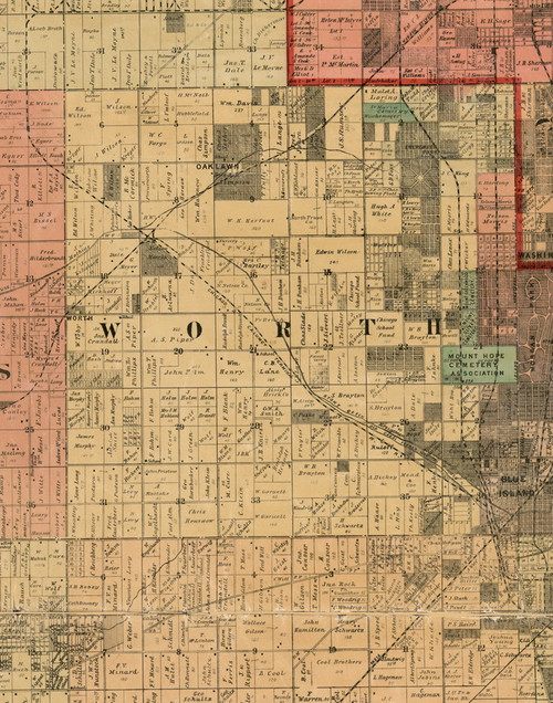 Worth, Illinois 1898 Old Town Map Custom Print - Cook Dupage Will Cos.