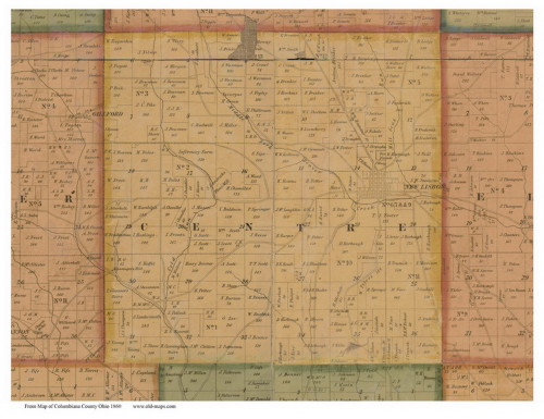 Centre, Ohio 1860 Old Town Map Custom Print - Columbiana Co.