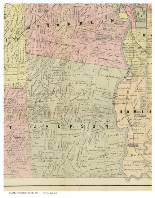 Jackson, Ohio 1883 Old Town Map Custom Print - Franklin Co.