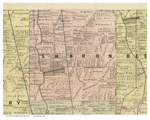 Sharon, Ohio 1883 Old Town Map Custom Print - Franklin Co.