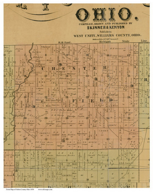 Chesterfield, Ohio 1850 Old Town Map Custom Print - Fulton Co.