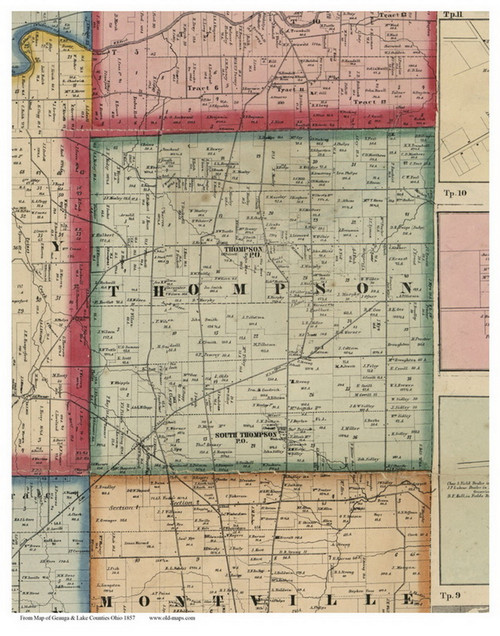 Thompson, Ohio 1857 Old Town Map Custom Print - Geauga Co.