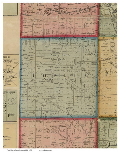 Copley, Ohio 1856 Old Town Map Custom Print - Summit Co.