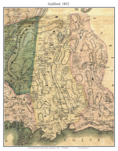 Guilford, Connecticut 1852 - Old Map Custom Print - New Haven Co.