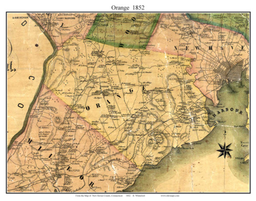 Orange, Connecticut 1852 - Old Map Custom Print - New Haven Co.