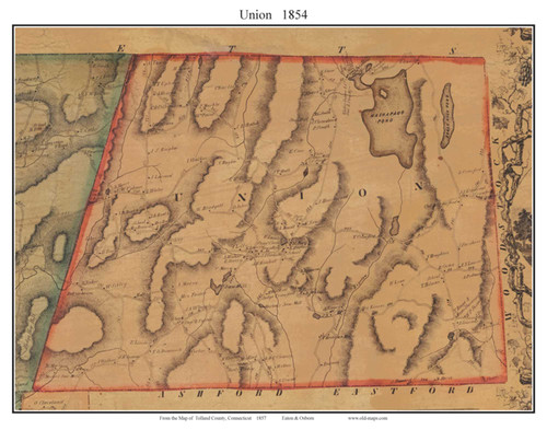Union Connecticut 1857 - Old Town Map Custom Print - Tolland Co.