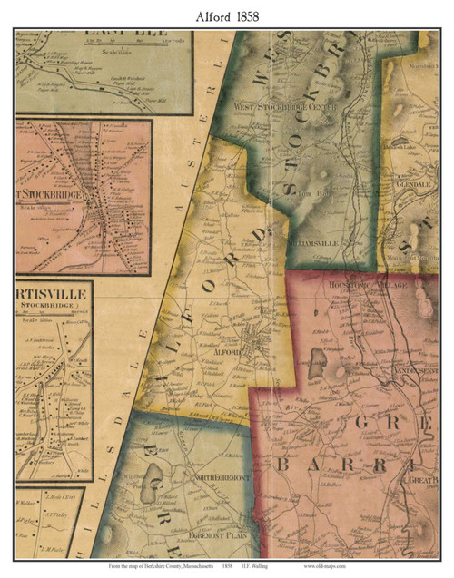 Alford Massachusetts 1858 Old Town Map Custom Print - Berkshire Co.