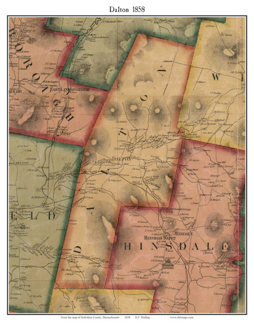 Dalton Massachusetts 1858 Old Town Map Custom Print - Berkshire Co.