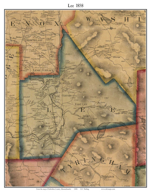 Lee Massachusetts 1858 Old Town Map Custom Print - Berkshire Co.