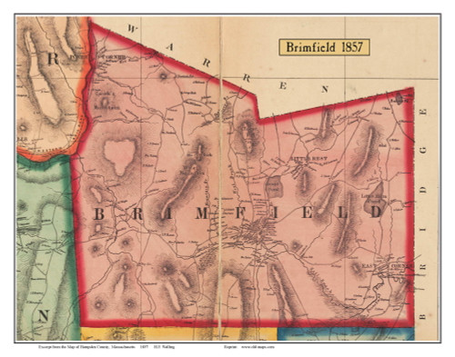 Brimfield, Massachusetts 1857 Old Town Map Custom Print - Hampden Co.