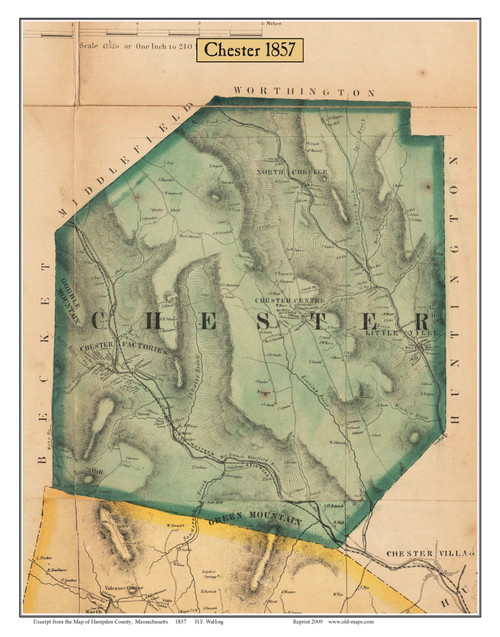 Chester, Massachusetts 1857 Old Town Map Custom Print - Hampden Co.