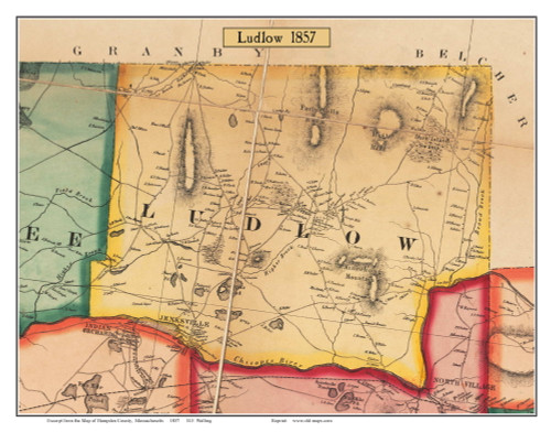 Ludlow, Massachusetts 1857 Old Town Map Custom Print - Hampden Co.