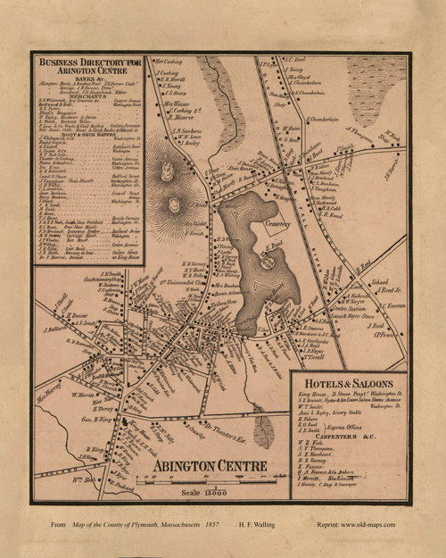 Abington Center Village, Massachusetts 1857 Old Town Map Custom Print - Plymouth Co.