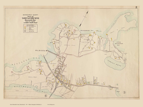 Buzzards Bay - Bourne, Massachusetts 1910 Old Town Map Reprint - Barnstable Co.