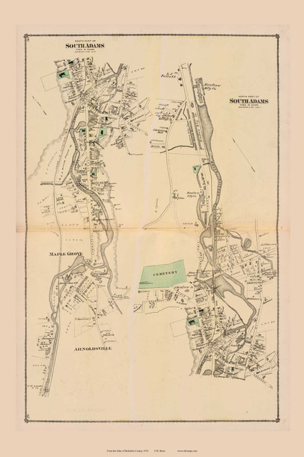 South Adams, Massachusetts 1876 Old Town Map Reprint - Berkshire Co. 26-27