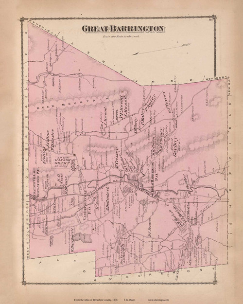 Great Barrington, Massachusetts 1876 Old Town Map Reprint - Berkshire Co. 84