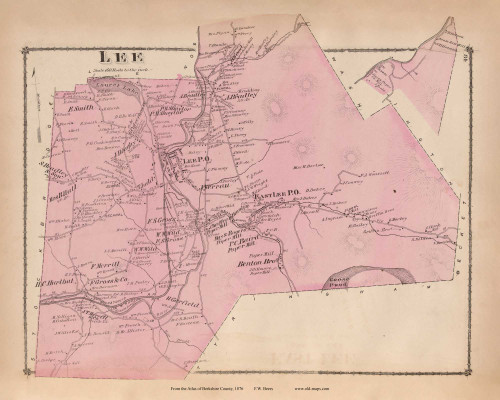 Lee, Massachusetts 1876 Old Town Map Reprint - Berkshire Co. 77