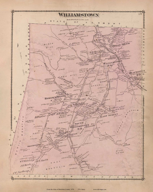 Williamstown, Massachusetts 1876 Old Town Map Reprint - Berkshire Co. 12