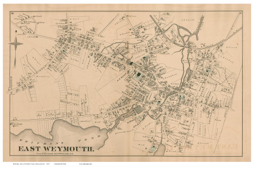 East Weymouth, Massachusetts 1876 Old Town Map Reprint - Norfolk Co.