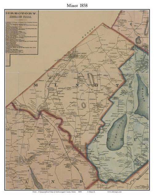 Minot, Maine 1858 Old Town Map Custom Print - Androscoggin Co.