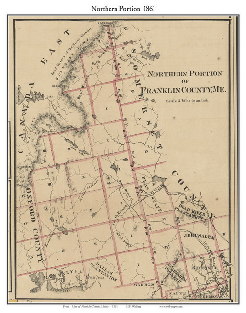 Northern Portion, Maine 1861 Old Town Map Custom Print - Franklin Co.