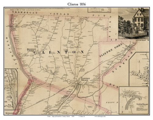 Clinton, Maine 1856 Old Town Map Custom Print - Kennebec Co.