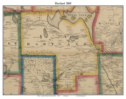 Hartland, Maine 1860 Old Town Map Custom Print - Somerset Co.