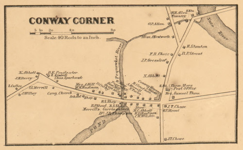 Conway Corner, New Hampshire 1861 Old Town Map Custom Print - Carroll Co.