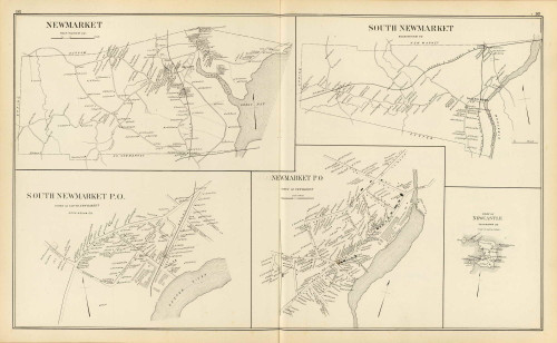 Newmarket Town, South Newmarket Town, Newmarket P.O., South Newmarket P.O., Newcastle Town, New Hampshire 1892 Old Town Map Reprint - Hurd State Atlas Rockingham