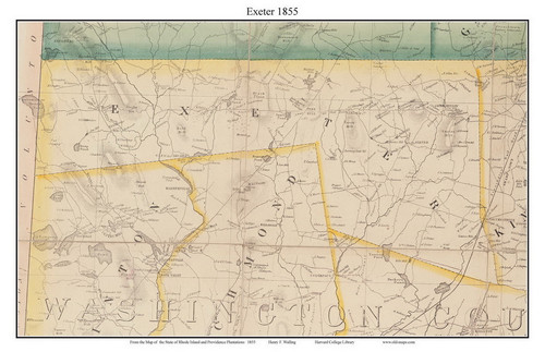 Exeter, Rhode Island 1855 - Old Town Map Custom Print - 1855 State