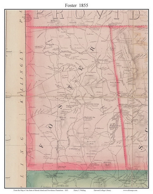 Foster, Rhode Island 1855 - Old Town Map Custom Print - 1855 State