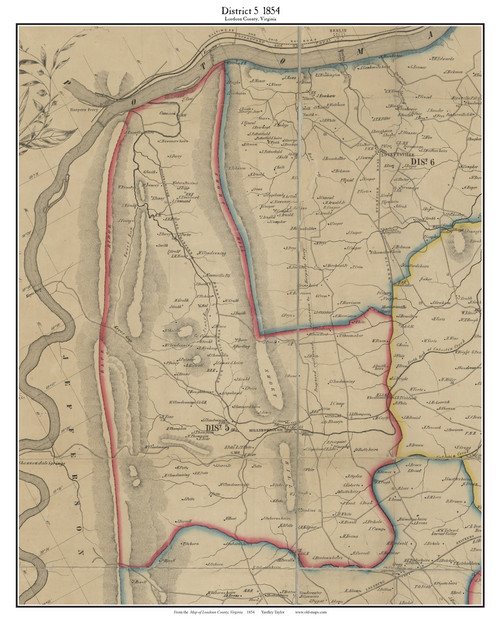 District 5 (Hillsboro) - Loudoun County, Virginia 1854 Old Town Map Custom Print - Loudoun Co.