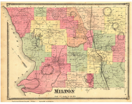 Milton, Vermont 1869 Old Town Map Reprint - Chittenden Co.