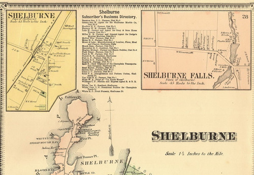 Shelburne and Shelburne Falls Villages, Vermont 1869 Old Town Map Reprint - Chittenden Co.