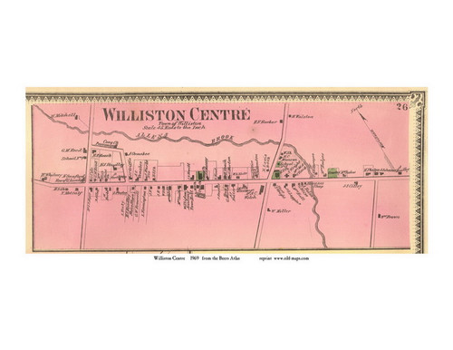 Williston Centre Village, Vermont 1869 Old Town Map Reprint - Chittenden Co.