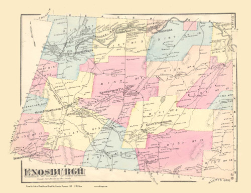Enosburgh, Vermont 1871 Old Town Map Reprint - Franklin Co.
