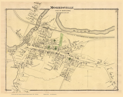 Morrisville Village, Vermont 1878 Old Town Map Reprint - Lamoille Co.