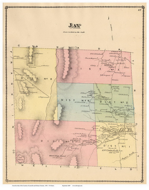 Jay, Vermont 1878 Old Town Map Reprint - Orleans Co.