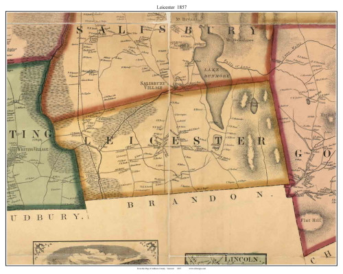 Leicester, Vermont 1857 Old Town Map Custom Print - Addison Co.