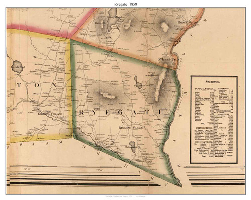 Ryegate, Vermont 1858 Old Town Map Custom Print - Caledonia Co.