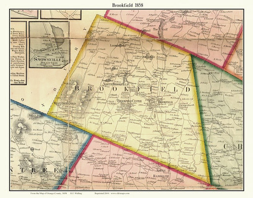 Brookfield, Vermont 1858 Old Town Map Custom Print - Orange Co.